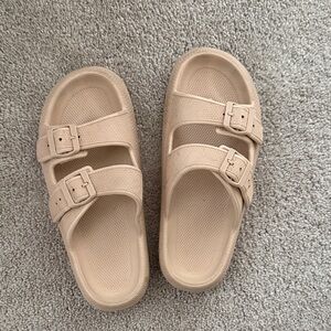 Beige Double-Strap Sandals
